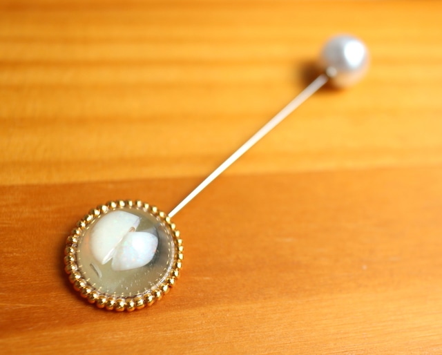 【石のきもち】オパール+ゴールドビーズ ヘアバトン 天然石 パワーストーン