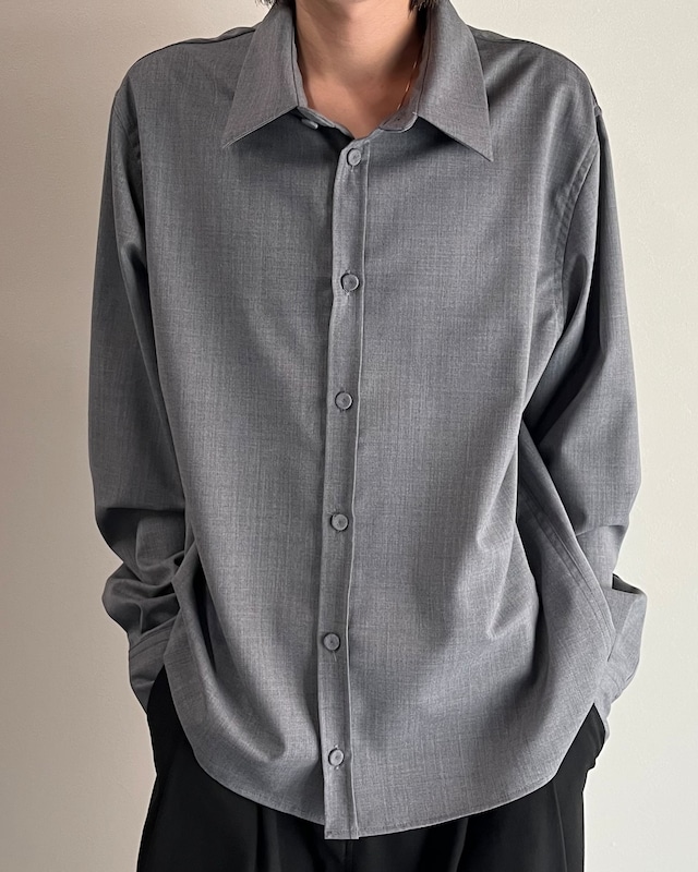 【+Plūs】wool layer collar shirt / grey
