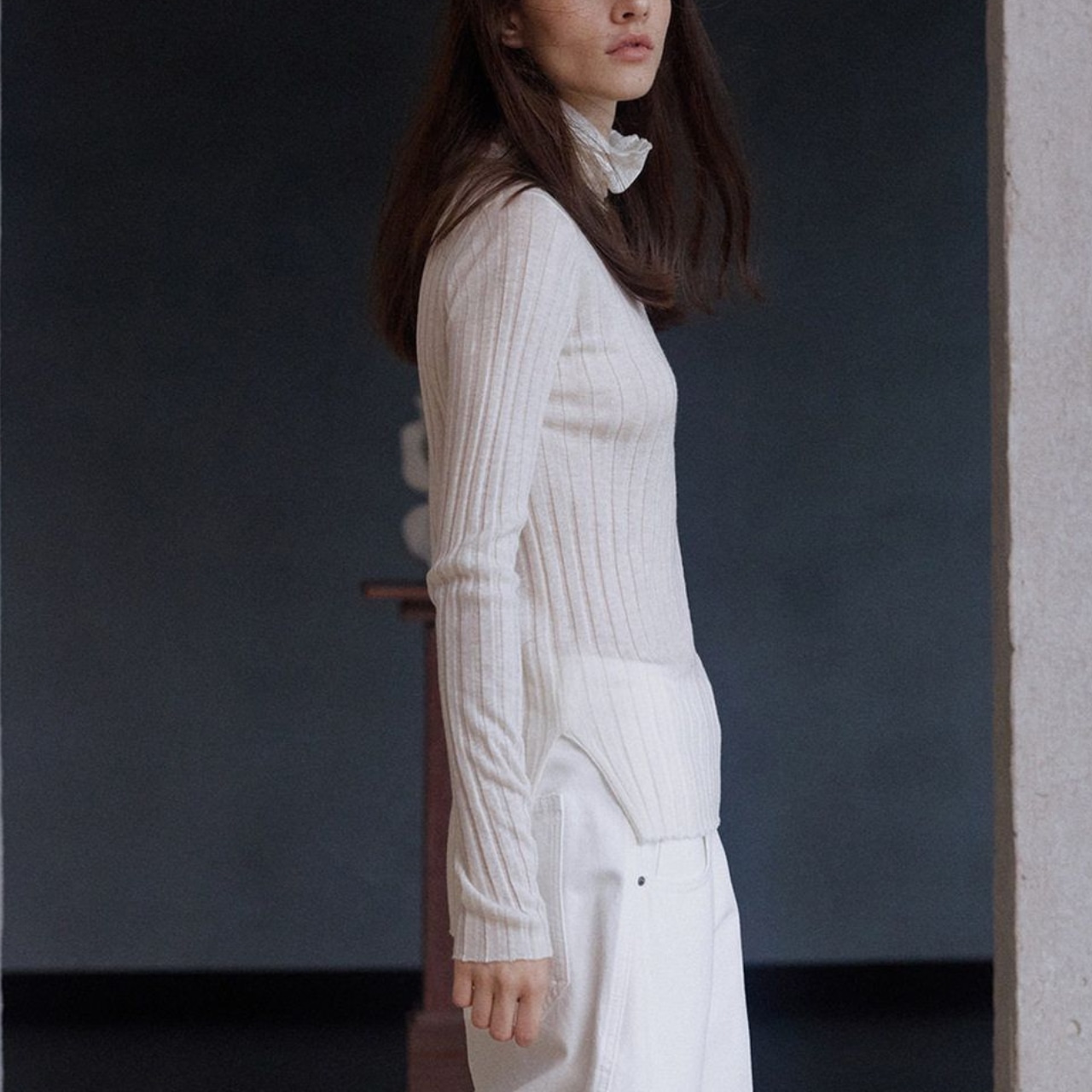 Rib Side Slit Tops T4078