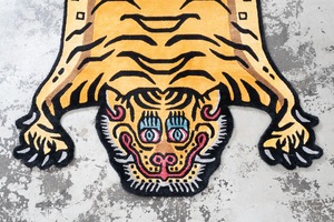 Tibetan Tiger Rug 《Mサイズ•シルク・オリジナル3・シグネチャーイエロー142》チベタンタイガーラグ