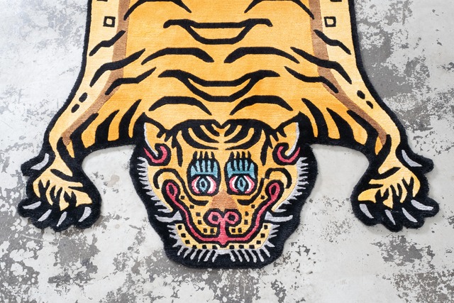 Tibetan Tiger Rug 《Mサイズ•シルク・オリジナル3・シグネチャーイエロー142》チベタンタイガーラグ