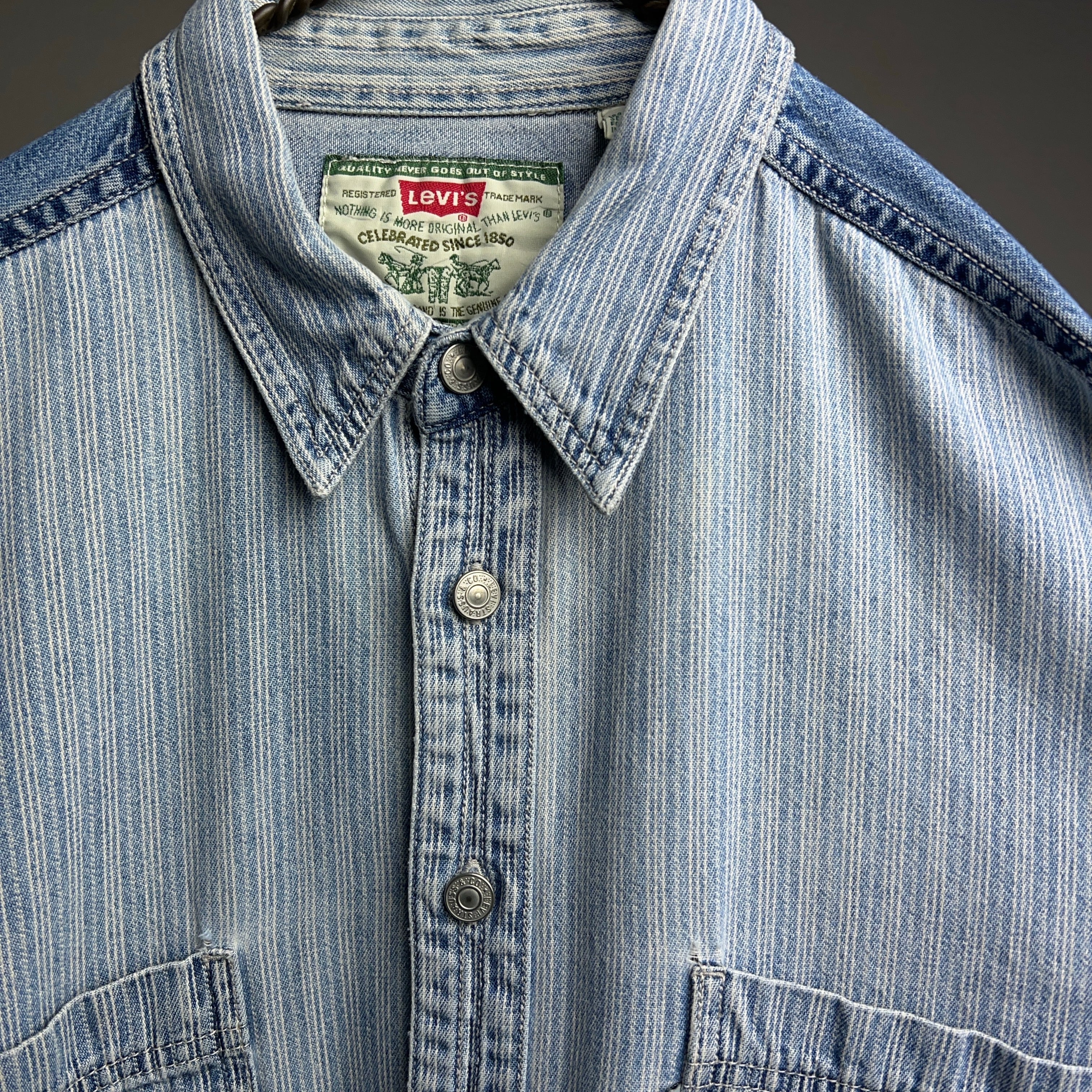 90's Levi's Hickory Stripe Denim Shirt 90年代 リーバイス