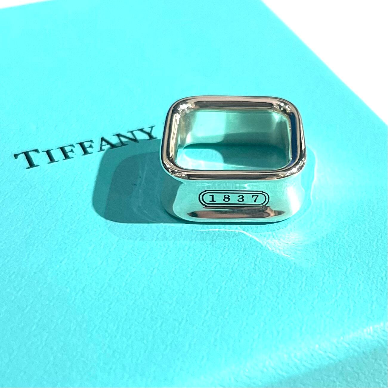 TIFFANY&CO.】1917 レア 1837スクエアリング／8号／シルバー925／立体