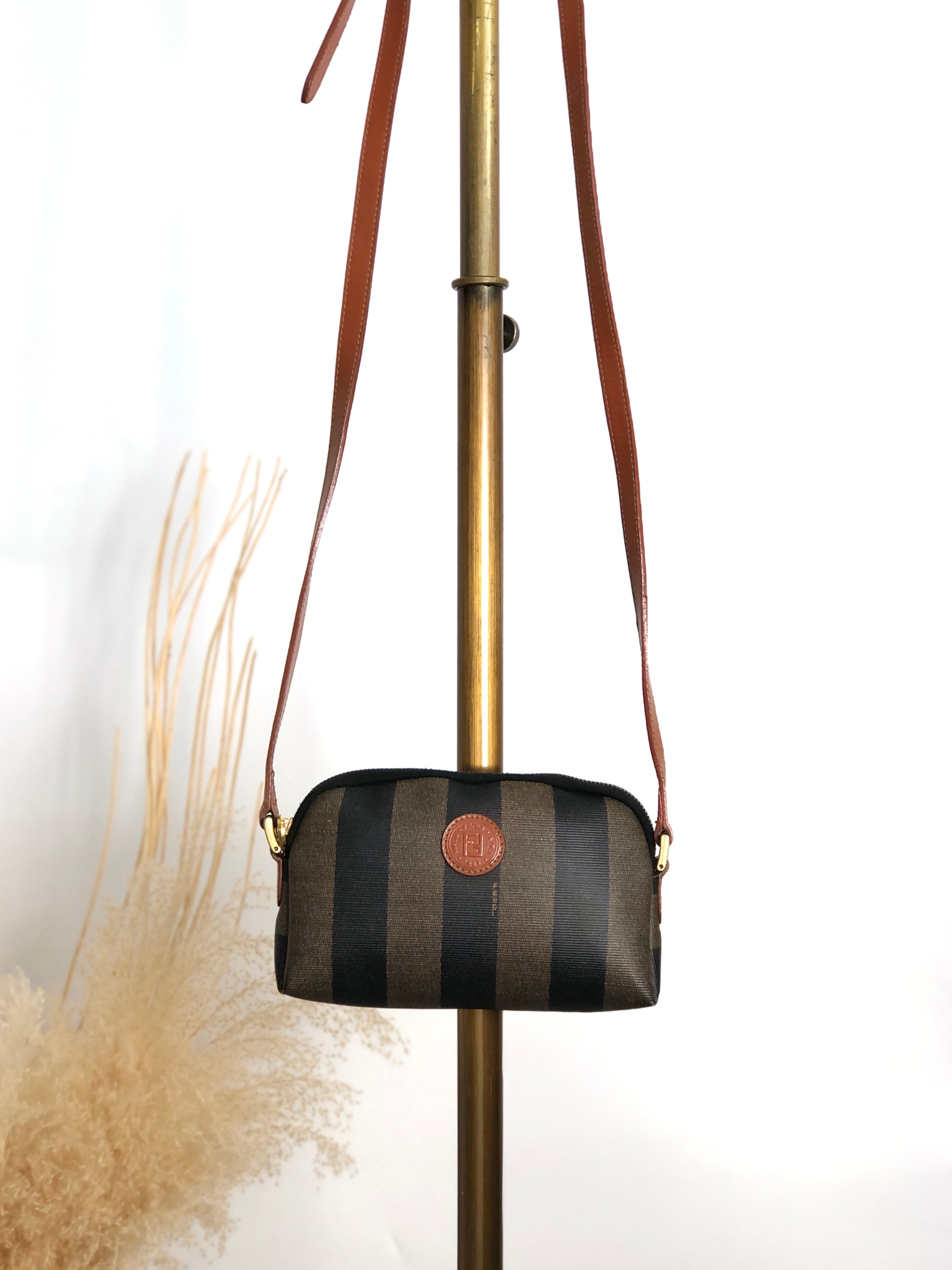 FENDI フェンディ ぺカン ショルダーバッグ ブラウン FFロゴ PVC vintage ヴィンテージ オールド zkc5v7