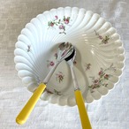 サーバーセット　サラダサーバー　ステンレス　スプーンフォーク　レトロな黄色いハンドル 12twdj32