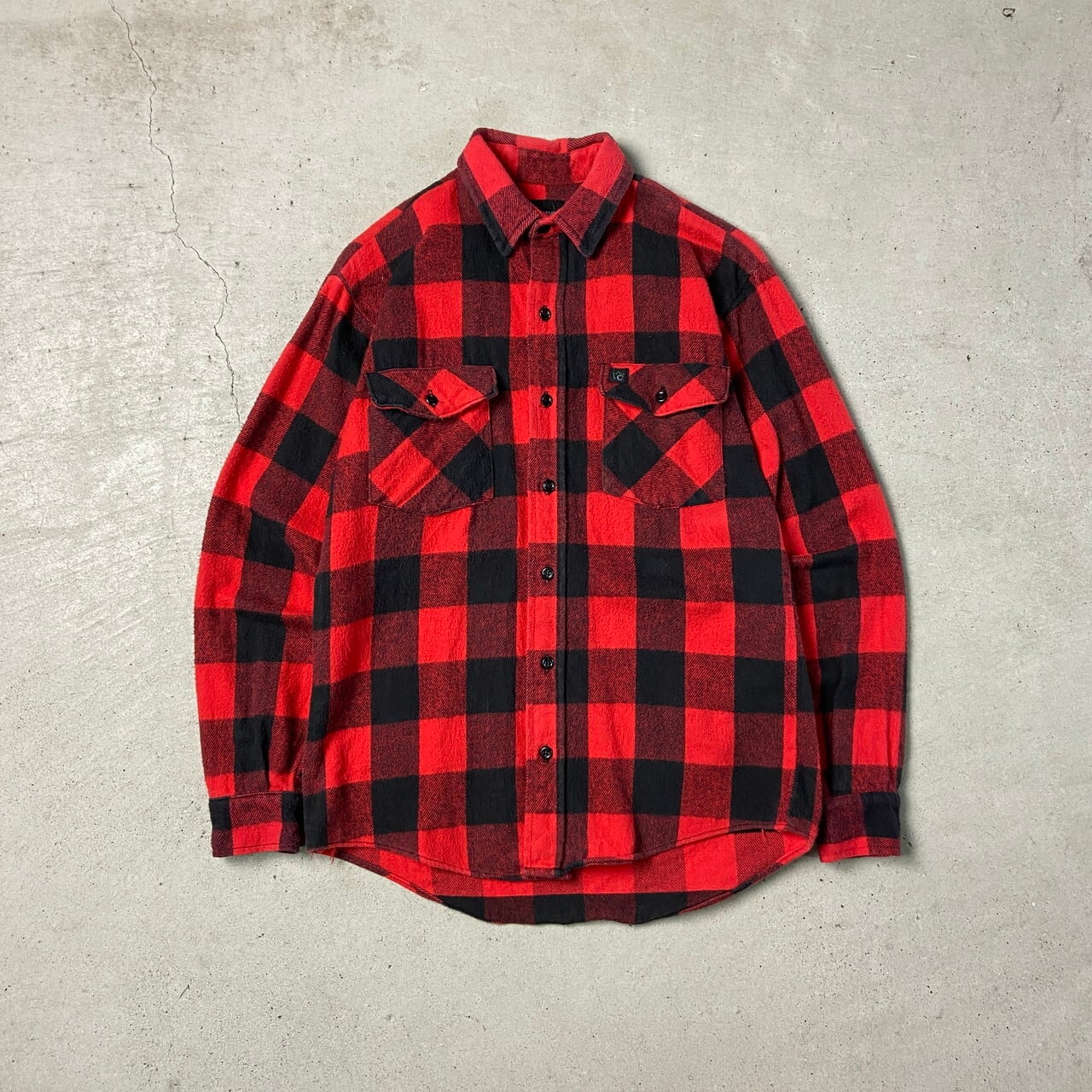 80年代 USA製 CODET 長袖 チェック柄 ヘビーネルシャツ メンズM 古着 