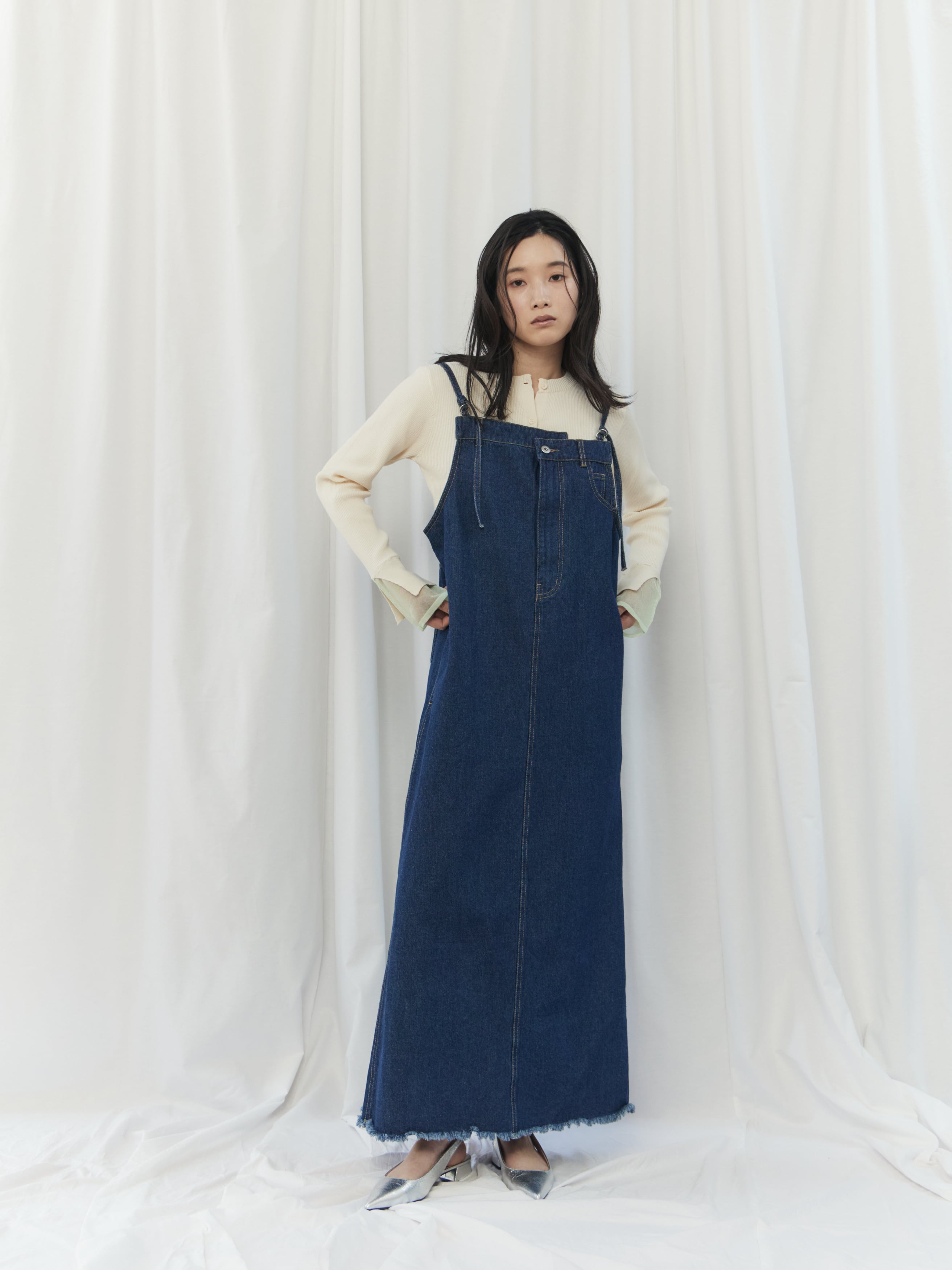 FRINGED DENIM JUMPER SKIRT（ｽｿﾌﾘﾝｼﾞｼﾞｬﾝｽｶ）【5613027】 | CIEL'AIR