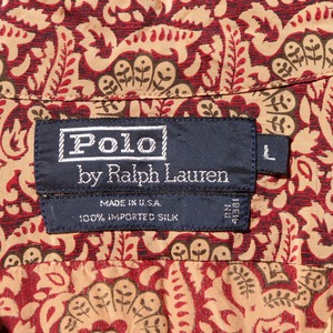 Mint Condition L USA シルク ボタニカル 総柄 ポロラルフローレン 半袖開襟シャツ Polo Ralph Lauren