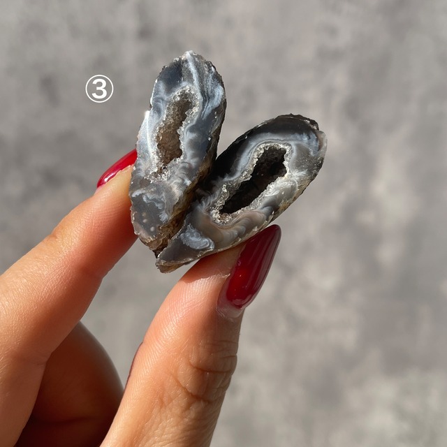 小さなアゲートのジオードペア【3種】｜調和と安らぎをもたらす石たち