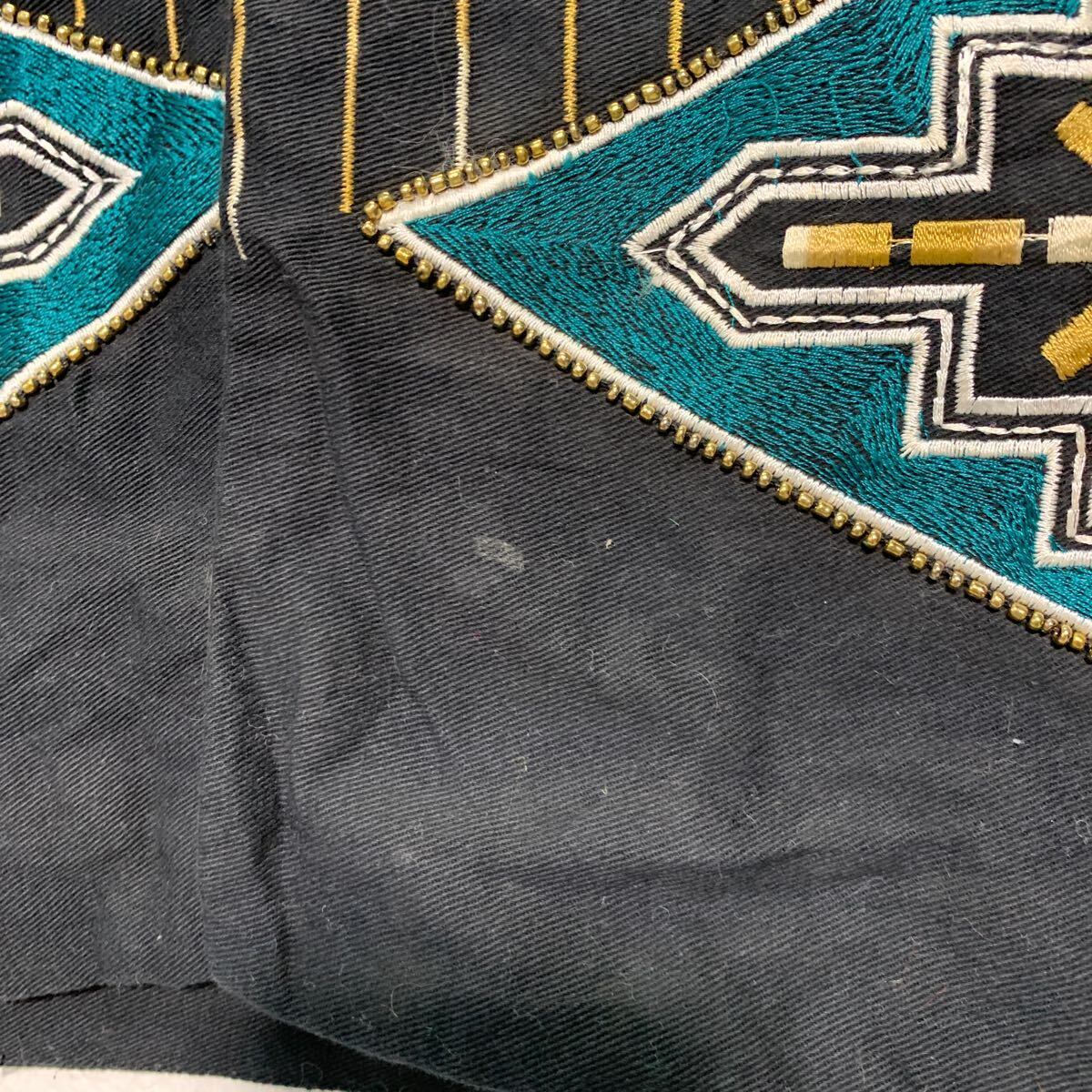 H&M 七分袖 ビジュー刺繍 ジャケット M〜 レディース ブラック エイチ