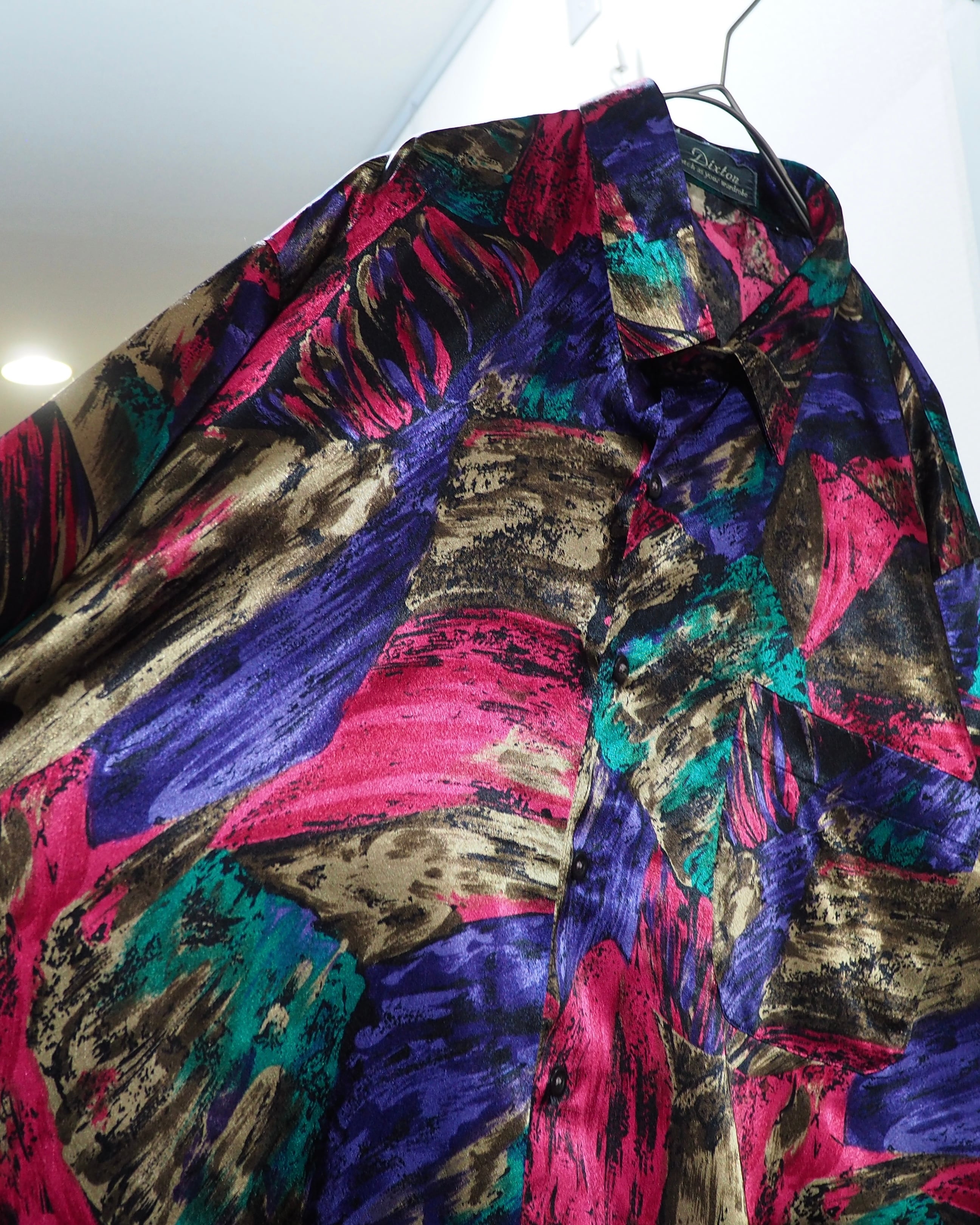 1980 - 90s Bewitching Multi Color painted vintage Drape loose Shirt