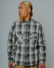 Heavy Flannel L/S Shirt｜MINT×GRY×WHT