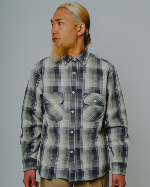 Heavy Flannel L/S Shirt｜MINT×GRY×WHT