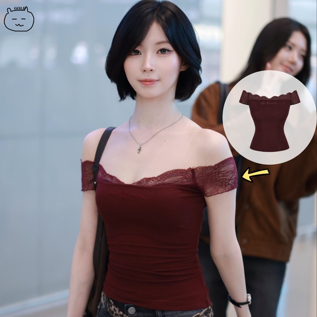 ★BABYMONSTER アサ 着用！【HAS OVSSESION】ROT LINE TOP / BURGUNDY