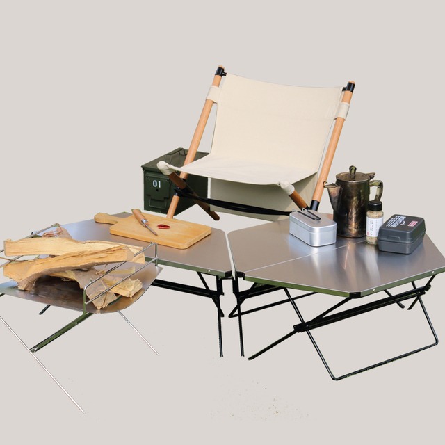 Outdoor アウトドア用品 3点セット テーブル ヘキサゴンテーブル 3点セット ステン koa-0014