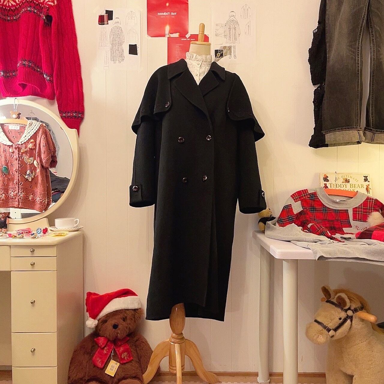 black cape chester coat