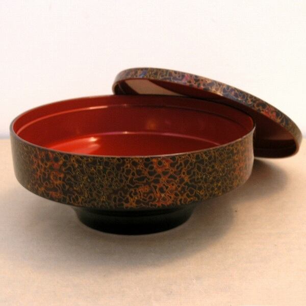 津軽塗（唐塗）バカ塗り・蓋付菓子器・No.160419-021・梱包サイズ60