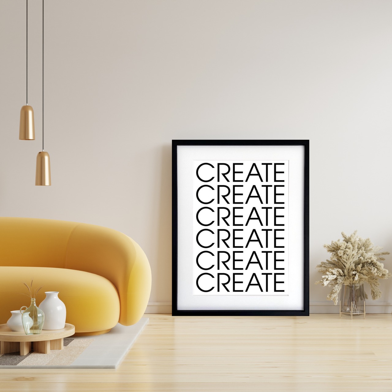 CREATE｜北欧モダン シンプル タイポグラフィ ポスター インテリア アート  おしゃれ 壁飾り 白黒デザインA3ポスター