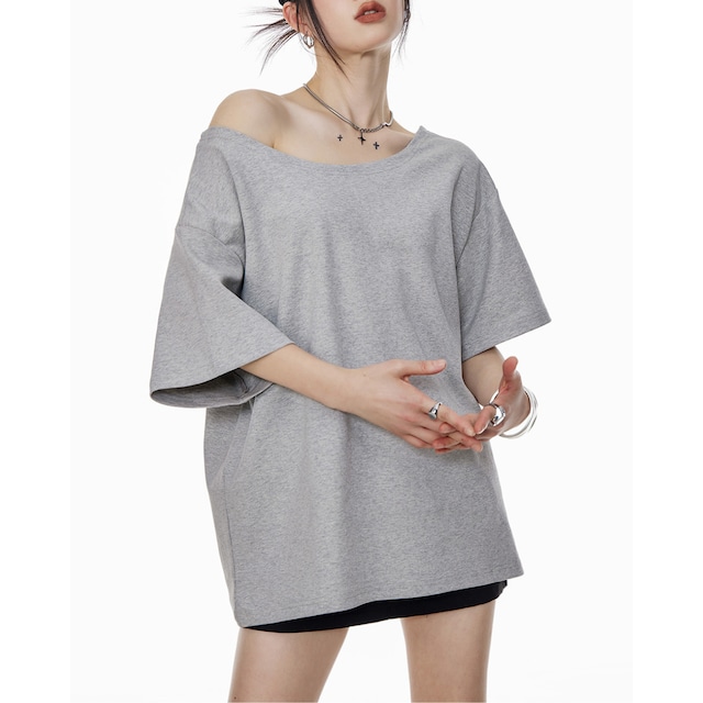 one-shoulder big silhouette short-sleeved tee　ワンショルダービッグシルエット半袖ティー　J0850