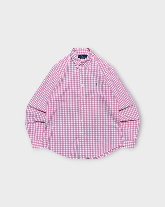 【Used】“Ralph Lauren” Gingham Check B.D. Shirt Pink