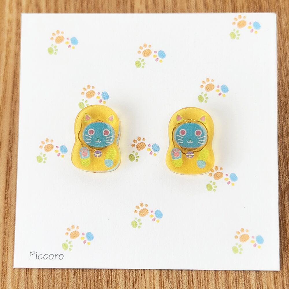 ピアス　カラフルニャンリョーシカ 5種（キャッチ式）