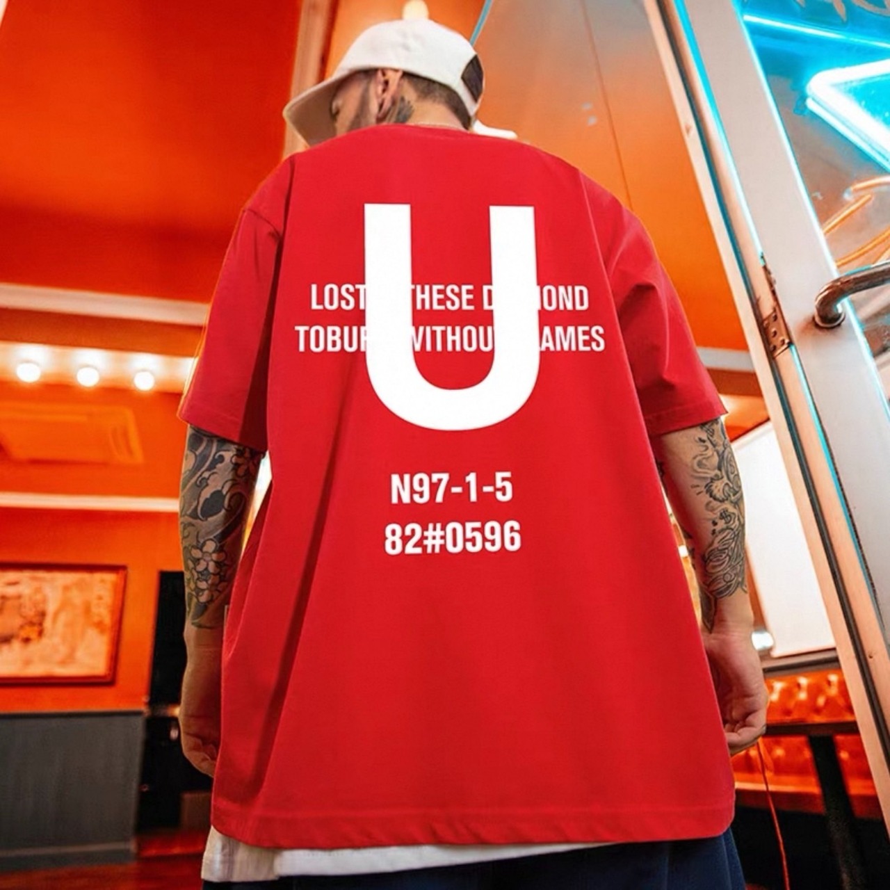 Big silhouette back print t-shirt 0791 - 5