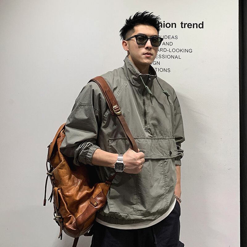 ジッパーカラージャケット ソリッド プルオーバー トップス スタイル ソリッドカラー Xu_Tailang80929932496