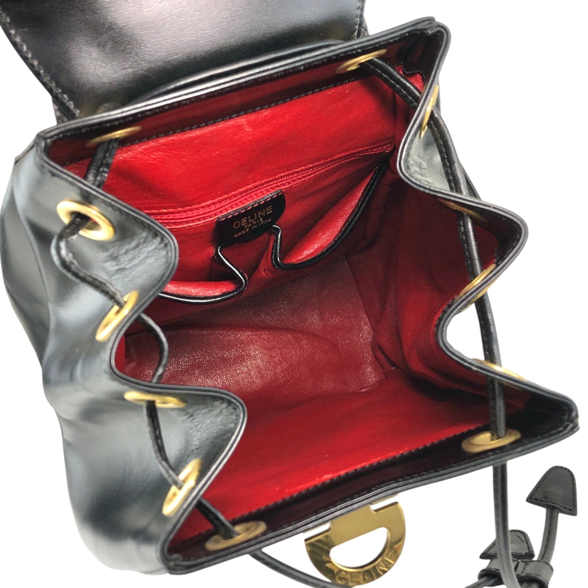 CELINE セリーヌ バックパック ブラック ガンチーニ レザー vintage