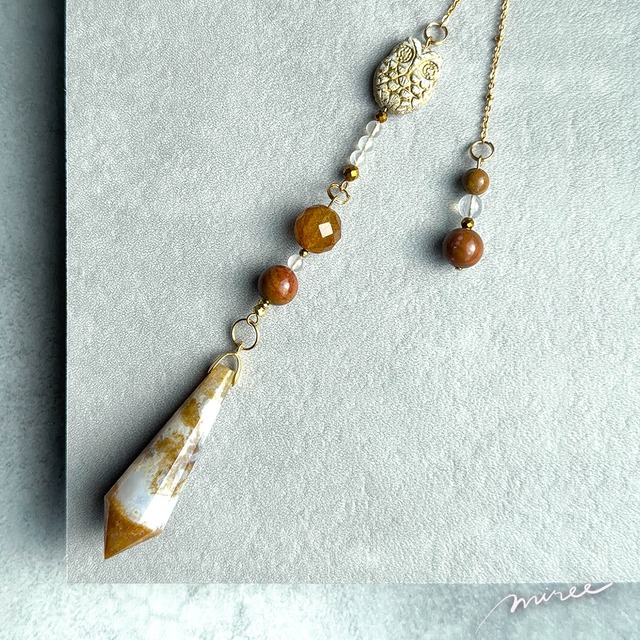 今の私から運命を変えるペンデュラム【オーシャンジャスパー×ルチルクォーツ】ocean jasper pendulum