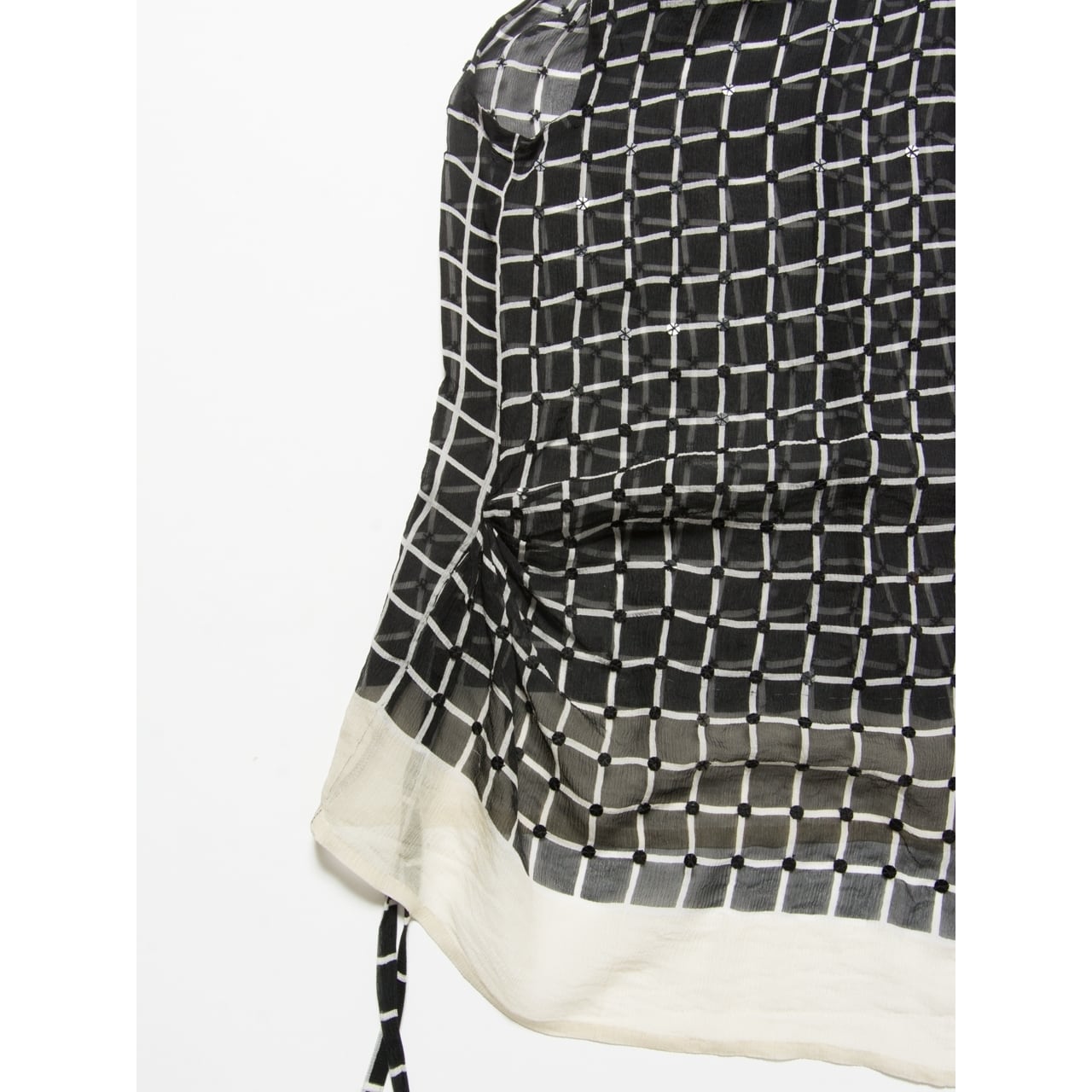 【DRIES VAN NOTEN】V neck pullover check blouse with sequin（ドリスヴァンノッテン スパンコール付 チェック柄Vネックプルオーバーブラウス）2c