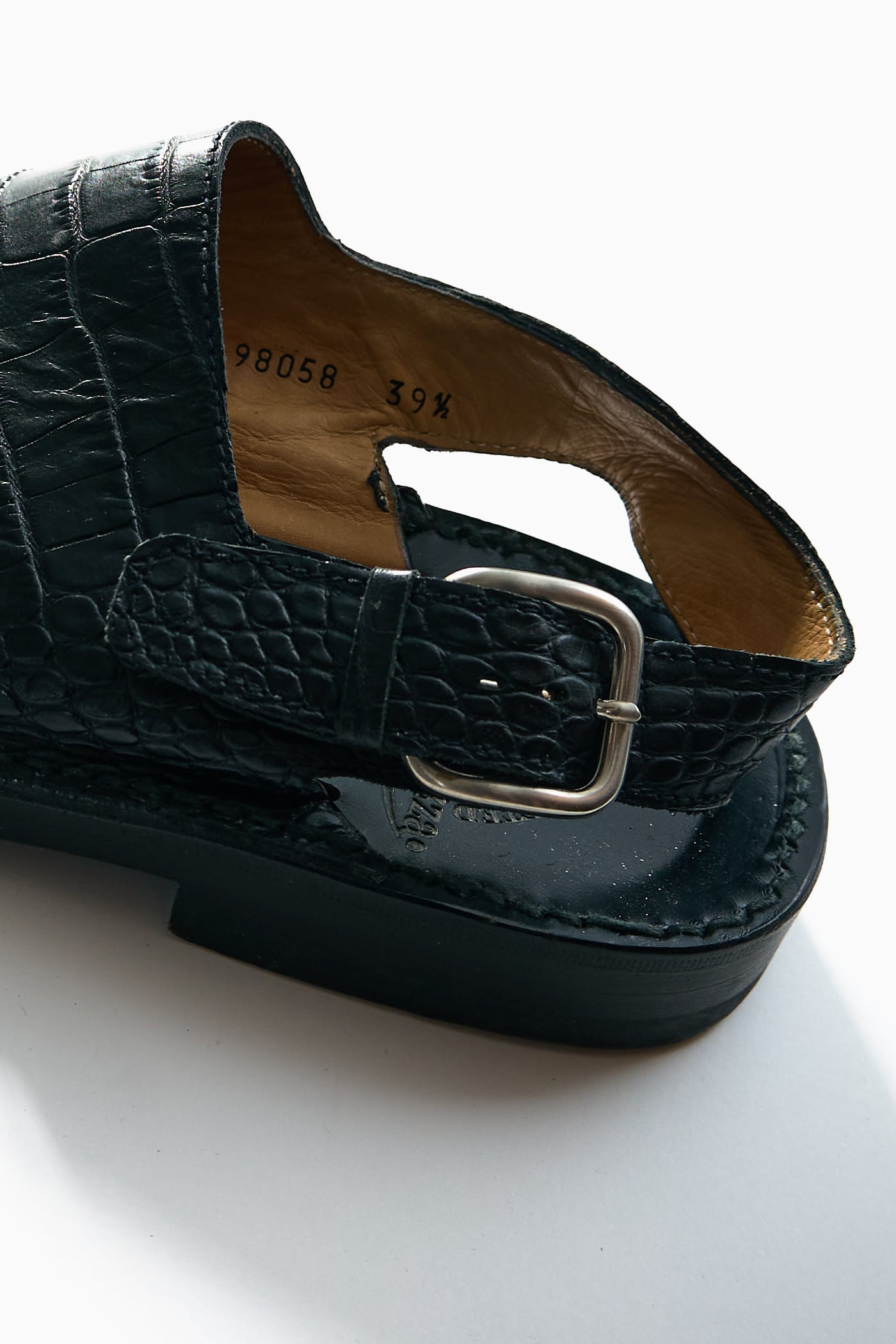 SILVANO MAZZA シングルモンクストラップ　イタリア製　BLACK イタリア製】 Silvano Mazza LEATHER STRAP SANDALS BLACK FAUX