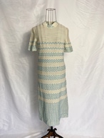 Stand neck knit half sleeve dress