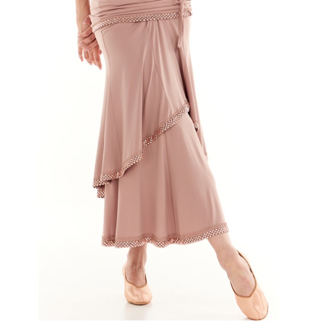 ルーシュ ドローストリング ラッフル ラインストーン スカート 1col　D00411