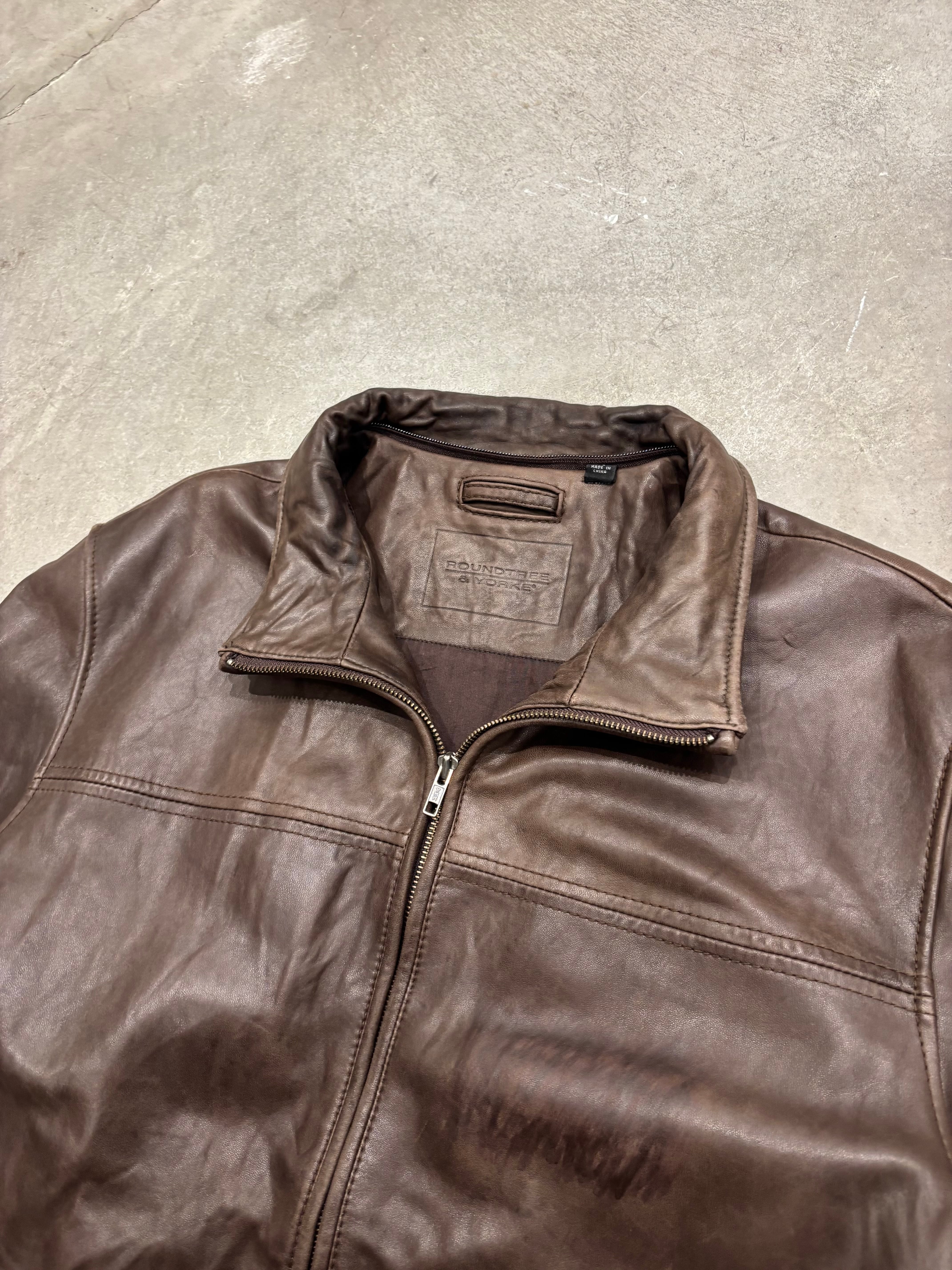 ROUNDTREE & YORKE” High Neck Leather Jacket | RENGA CLOTHING STORE