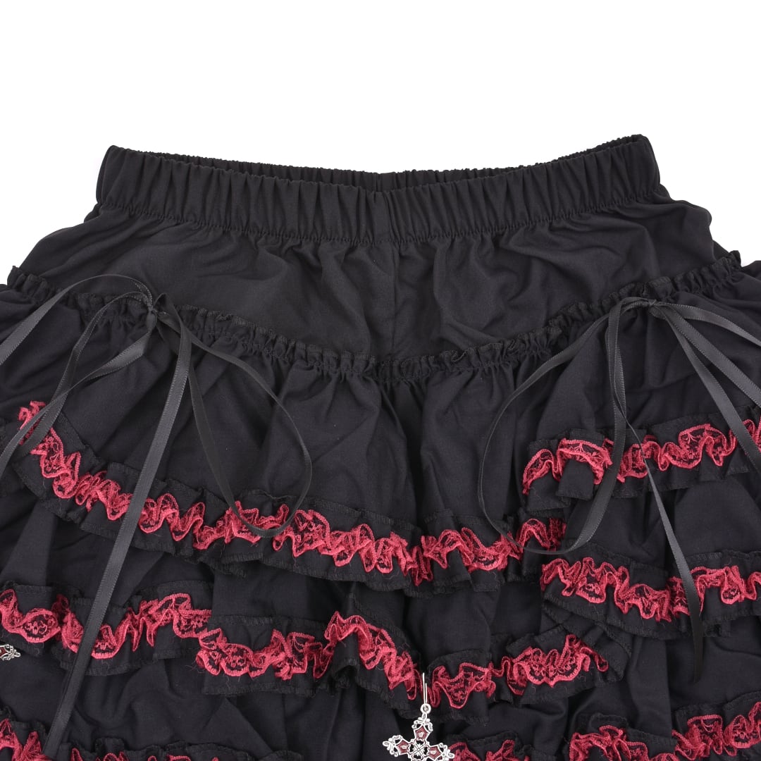 【美品】ルイヴィトン★21SS　ウエストロゴ　フリル　スカート　黒×赤　36 6/17新着】REDクロスリボンフリルスカート | VOLCAN&APHRODITE 公式通販