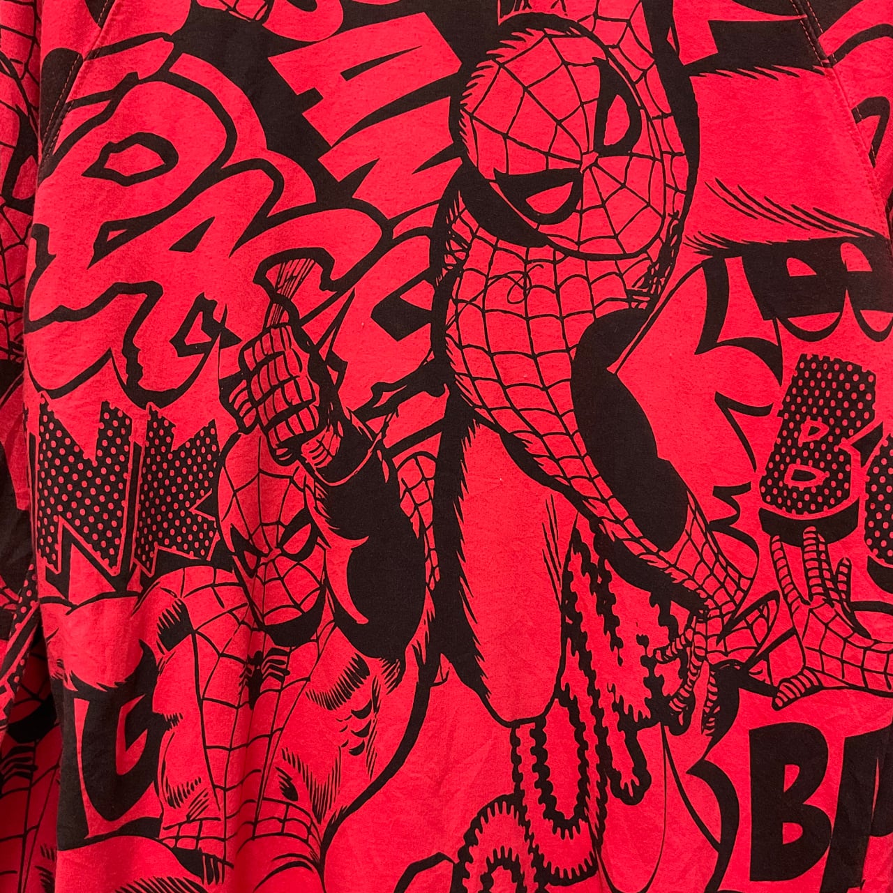 【新品未使用】 dvelp 総柄シャツ M スパイダー 古着 送料無料 Tシャツ 長袖 マーベル スパイダーマン ラグランT 総柄