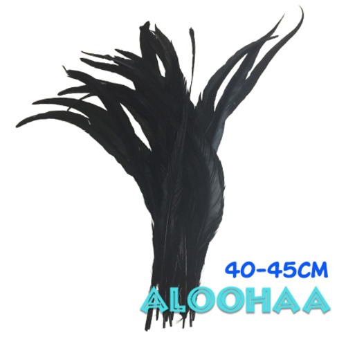 単色　ロングフェザー【黒】40-45ｃｍ #30-001BK40-CT　10本　DIY 羽　衣装材料　タヒチアン　