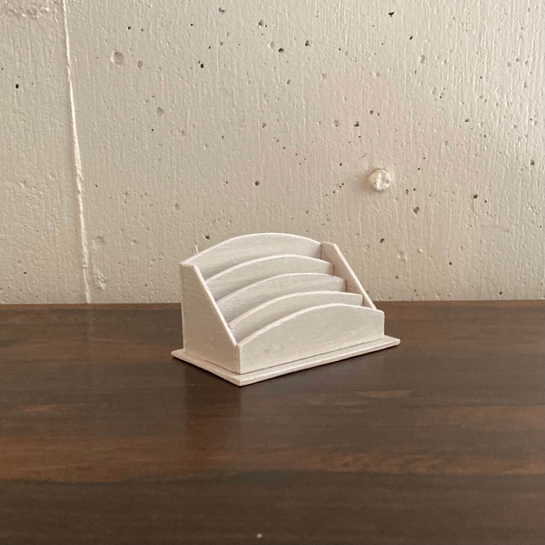 フランス レターラック 1/4サイズ 薄白 ハンドメイド カードホルダー