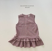 韓国子供服 / 26Autumn / 〖取寄〗Melikey / チェックフリルワンピース / 女子服 *XS~JM*