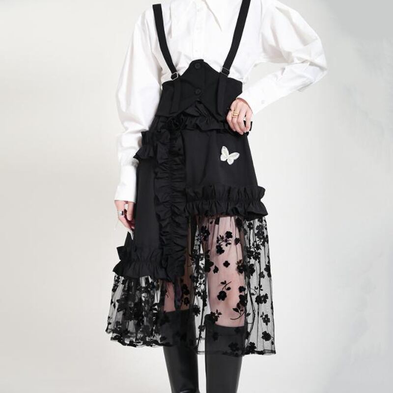 サブカル 服 地雷系 通販 大人 モード系 花柄 レース butterfly フリル アシンメトリー 大人かわいい 大人増し