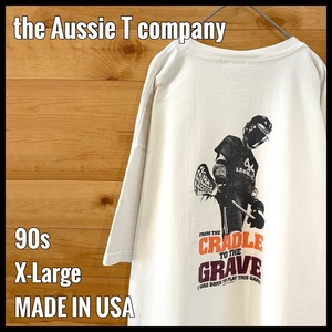 【Aussie T】90s USA製 Tシャツ ヘビーウェイト XL ビッグサイズ ラクロス バックプリント ヴィンテージ US古着