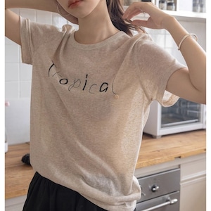 Embroidered logo crew neck T-shirt ◇3colors 2083