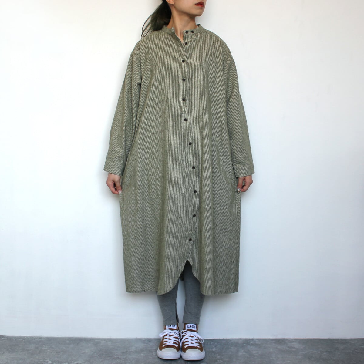 シャツワンピース ネルストライプ シャツ ロングシャツ | starcloset