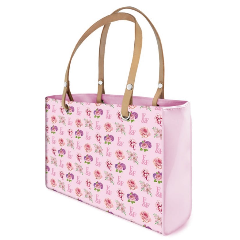 デザイントートバッグ スモール 花柄 ロゴ ピンク トートバック トート