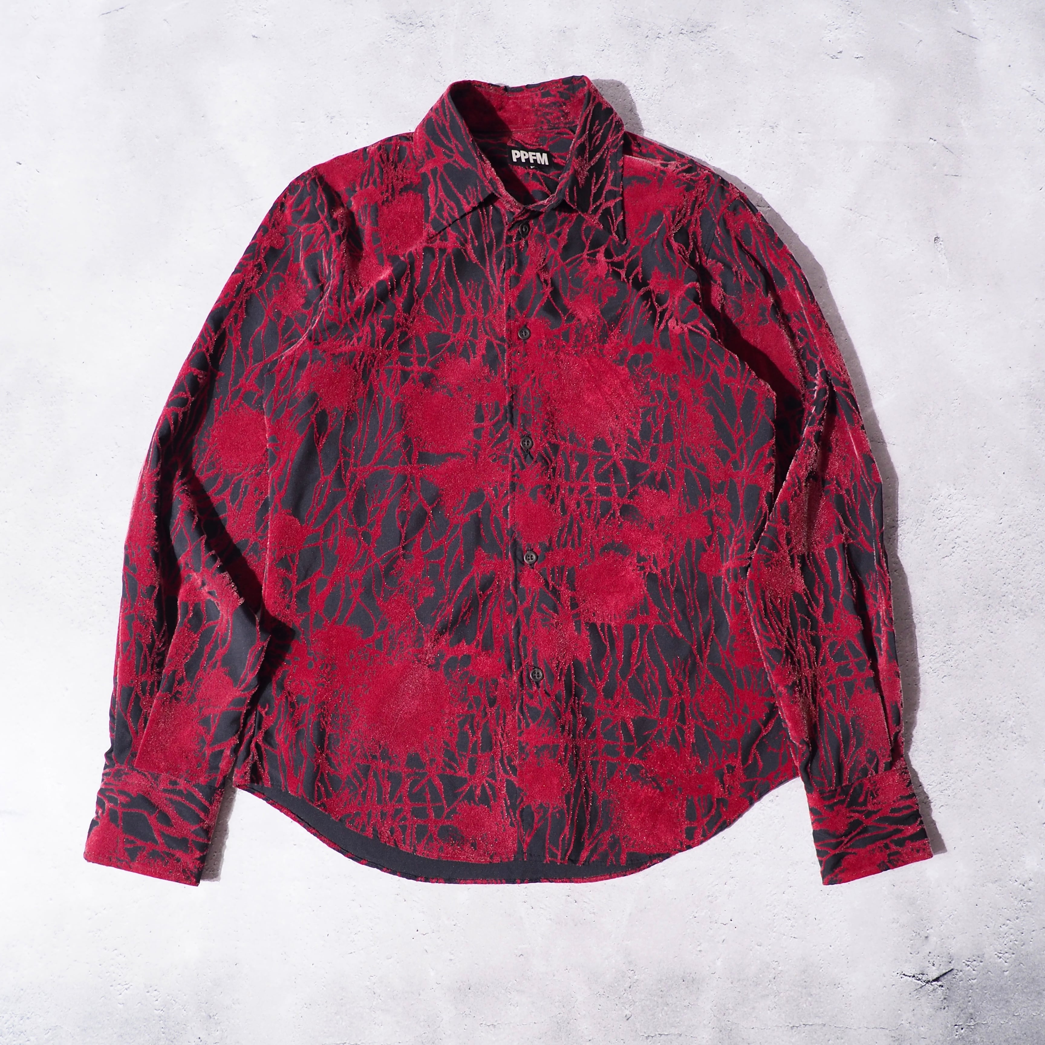 2000s ” PPFM ” Cracked corduroy pattern embbossed mode shirt