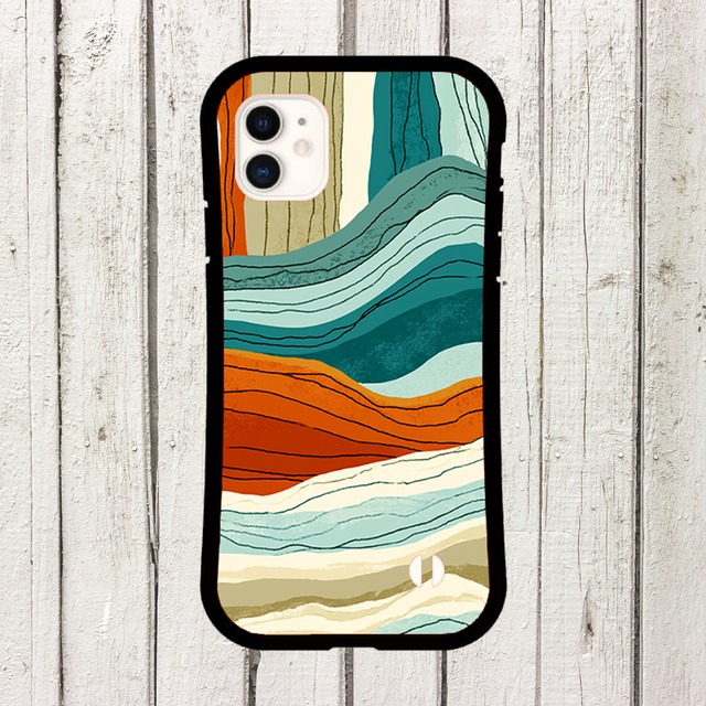 受注生産 iPhoneケース 海と地層のブルーウェーブ｜波柄 抽象 CURV033A