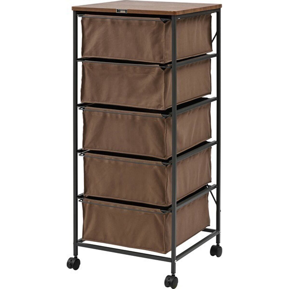 チェスト 5段 布 キャンバス キャスター付き 収納家具 収納 ファブリック 組立簡単 衣類収納 ワゴン チェストワゴン ファブリックチェスト たんす ランドリーチェスト ランドリーラック 引き出し ブラウン グレー アイボリー 天板付き