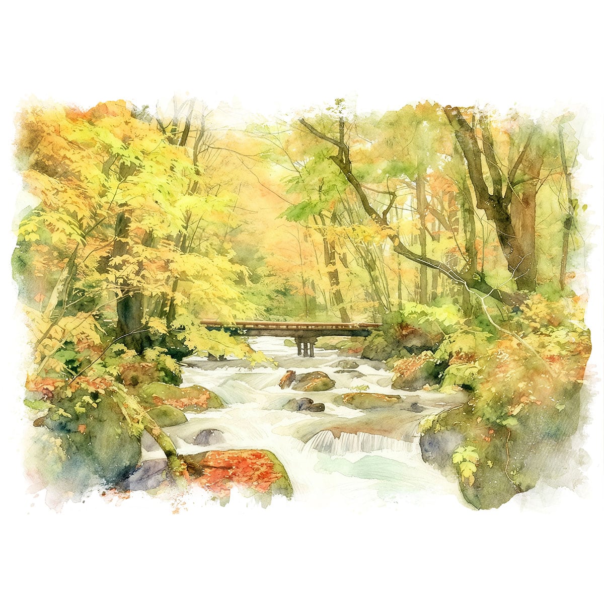 SOLD OUT 水彩画 風景画 画題「_虹色の落水」 | Pay ID