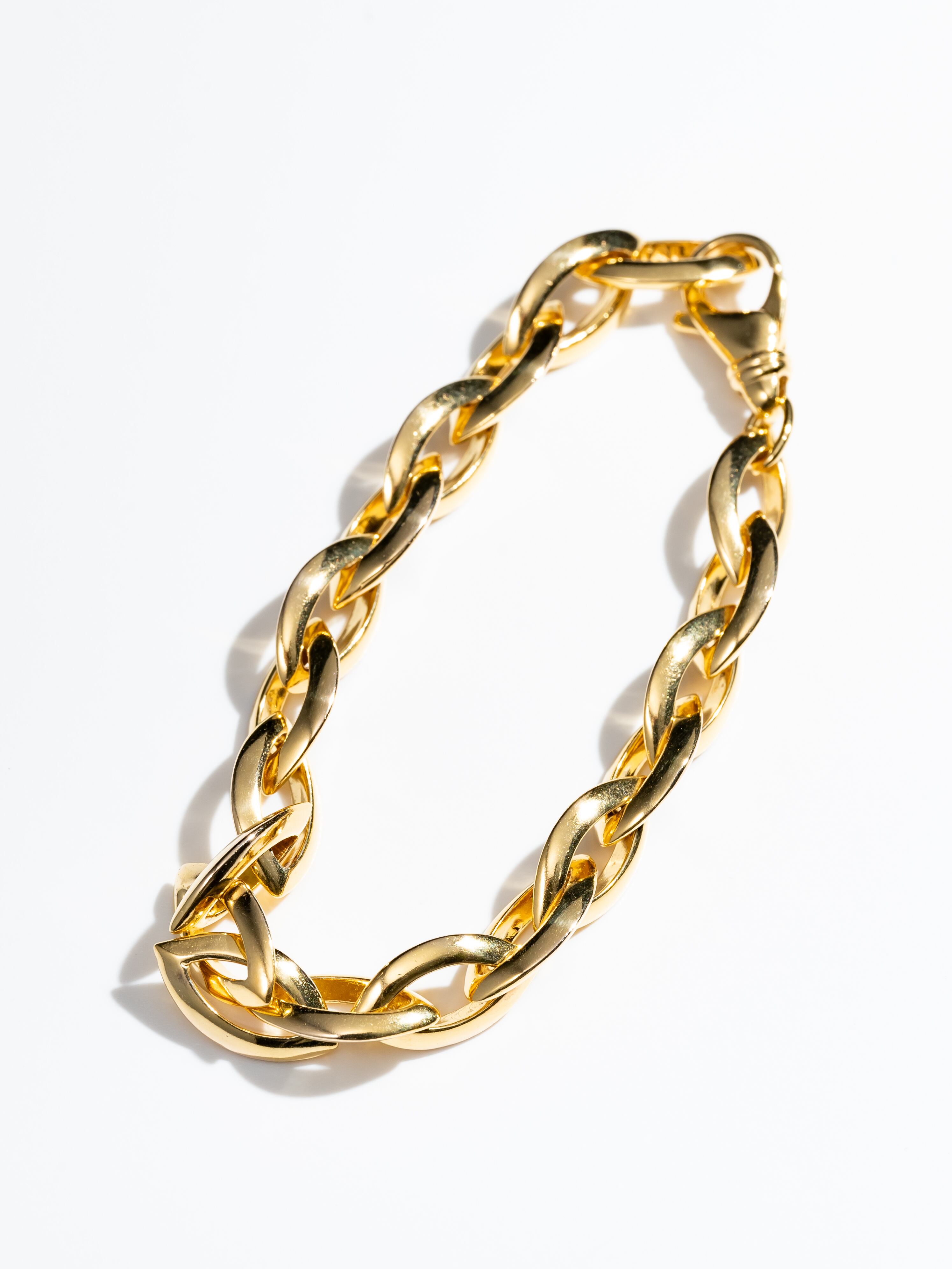 Vintage sterling silver gold plated rhombus chain bracelet