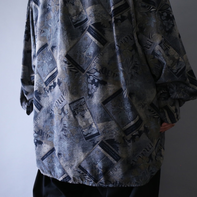 dark flower art pattern over silhouette shirt